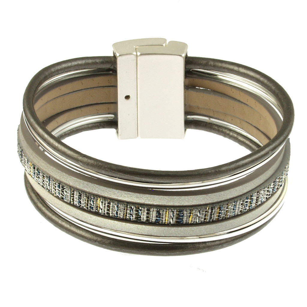 6692-63 - MATTE SILVER/DARK GREY PRINT BRACELET - 7.25"