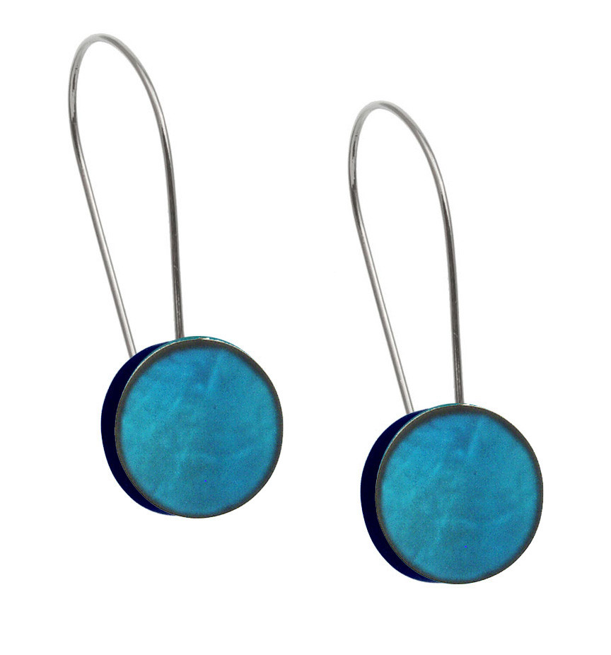 4964-22 - RESIN DISC EARRING - 1.5" OCEAN BLUE