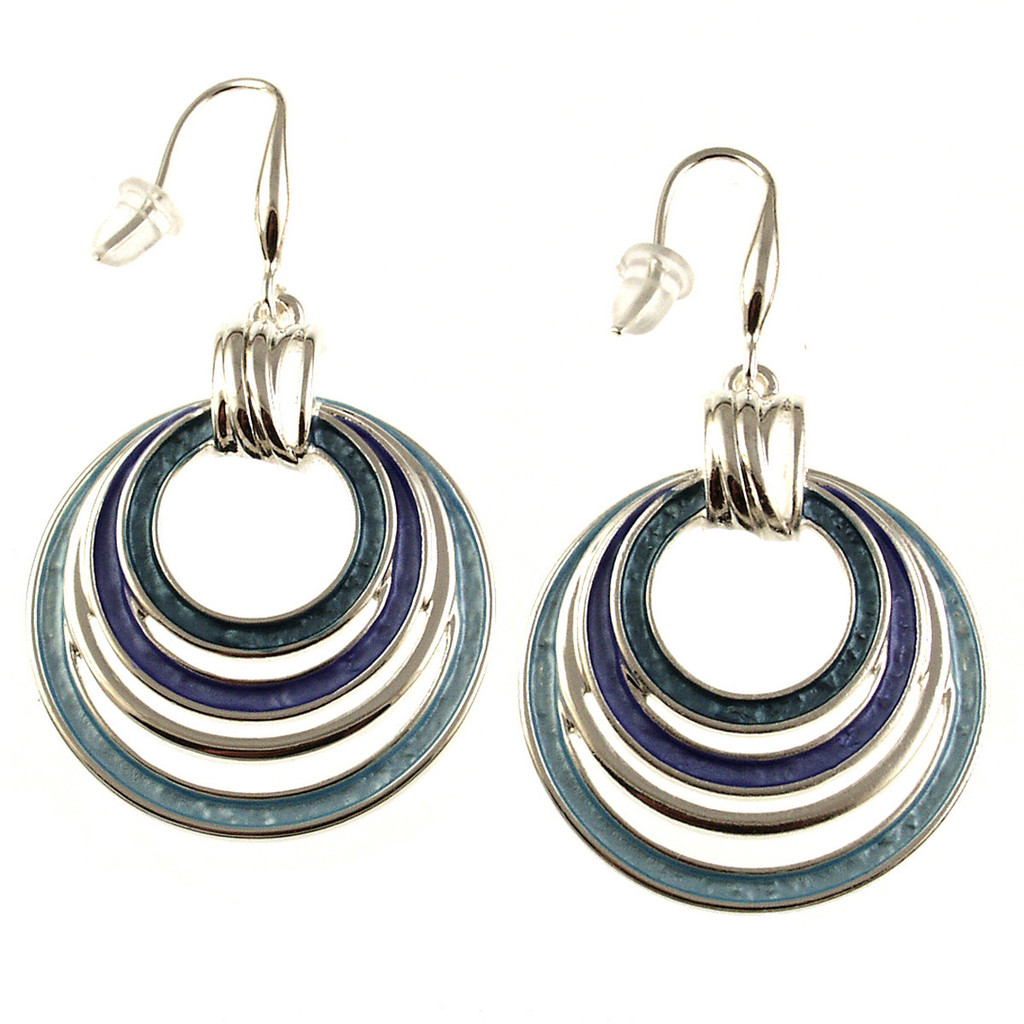 480-4 - SHINY SILVER/PURPLE COMBI CIRCLES EARRING 