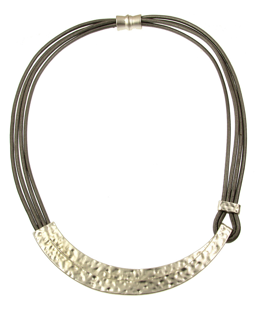 5233-1 - MATTE SILVER/LIGHT GREY BAR NECKLACE - 18"