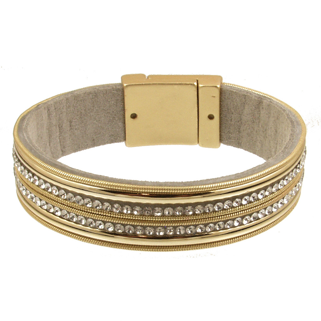 6276-2 - MATTE GOLD CRYSTAL BRACELET - 7.25"