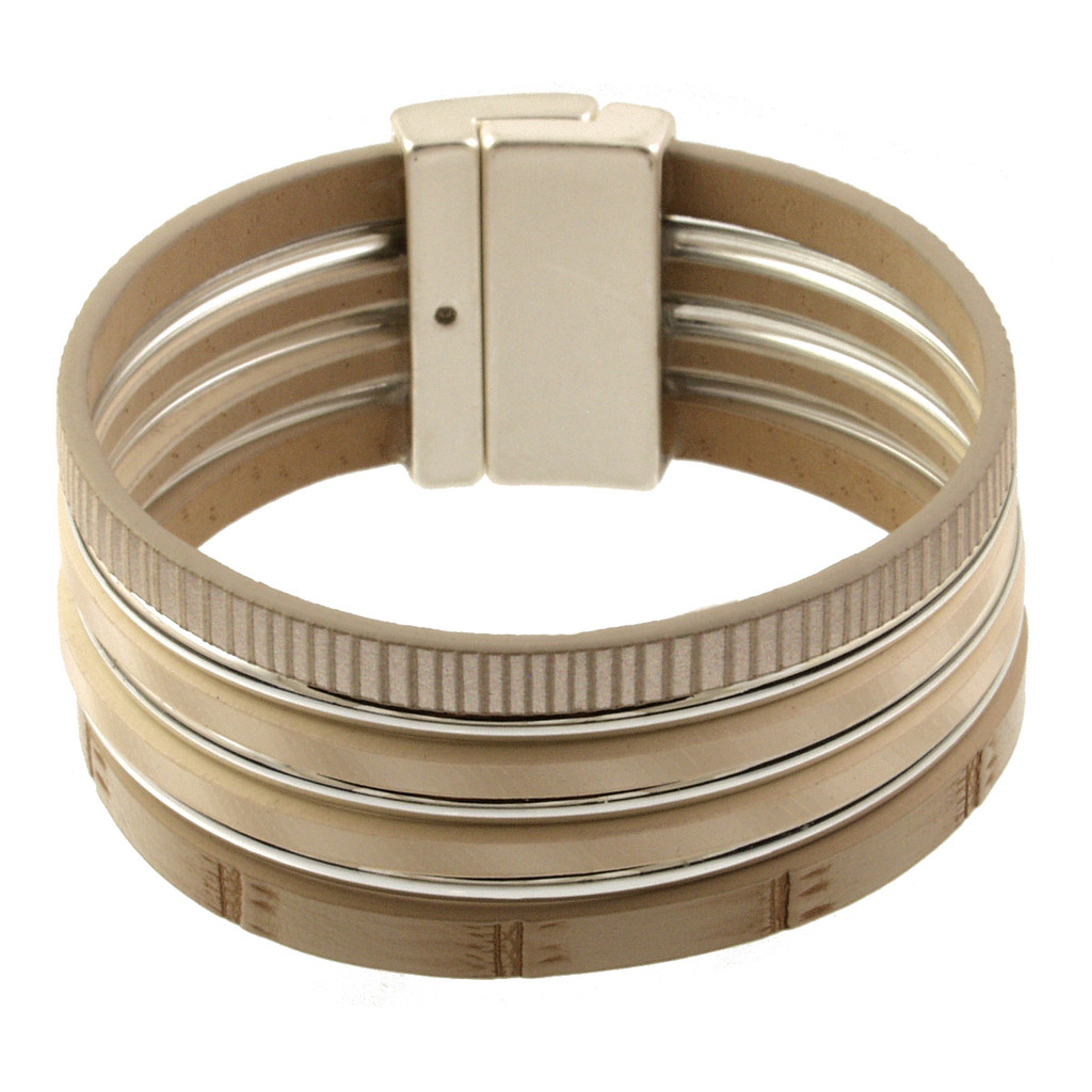 6996-2 - MATTE SILVER/TAUPE BRACELET - 7.25"