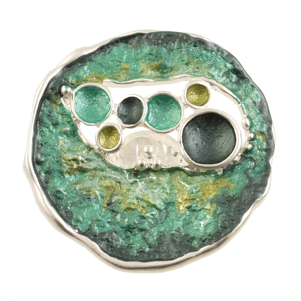 1581-3 - MAGNETIC TEXTURED BROOCH - AQUA-GREEN COMBINATION