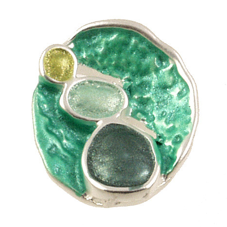 7261-3 - TEXTURED POST EARRING - AQUA-GREEN COMBINATION