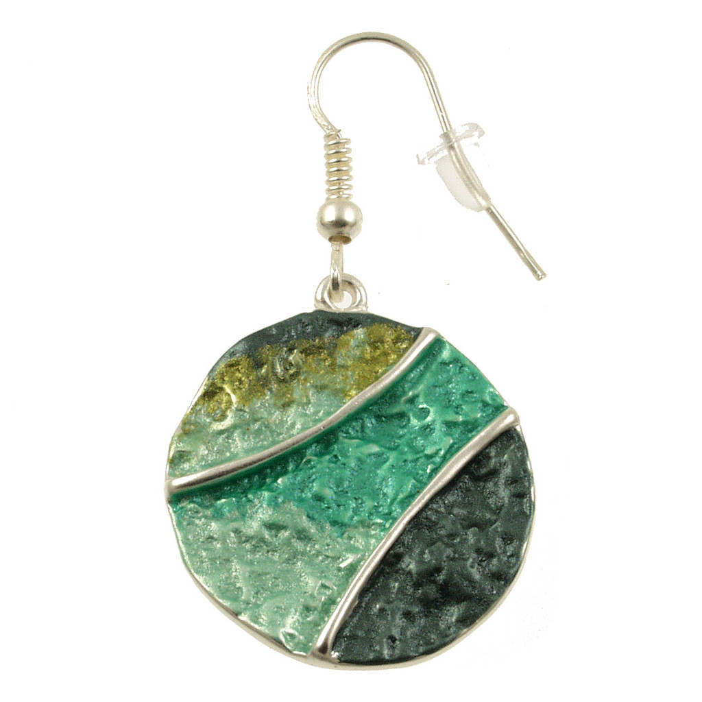 2550-3 - TEXTURED EARRING - AQUA-GREEN COMBINATION