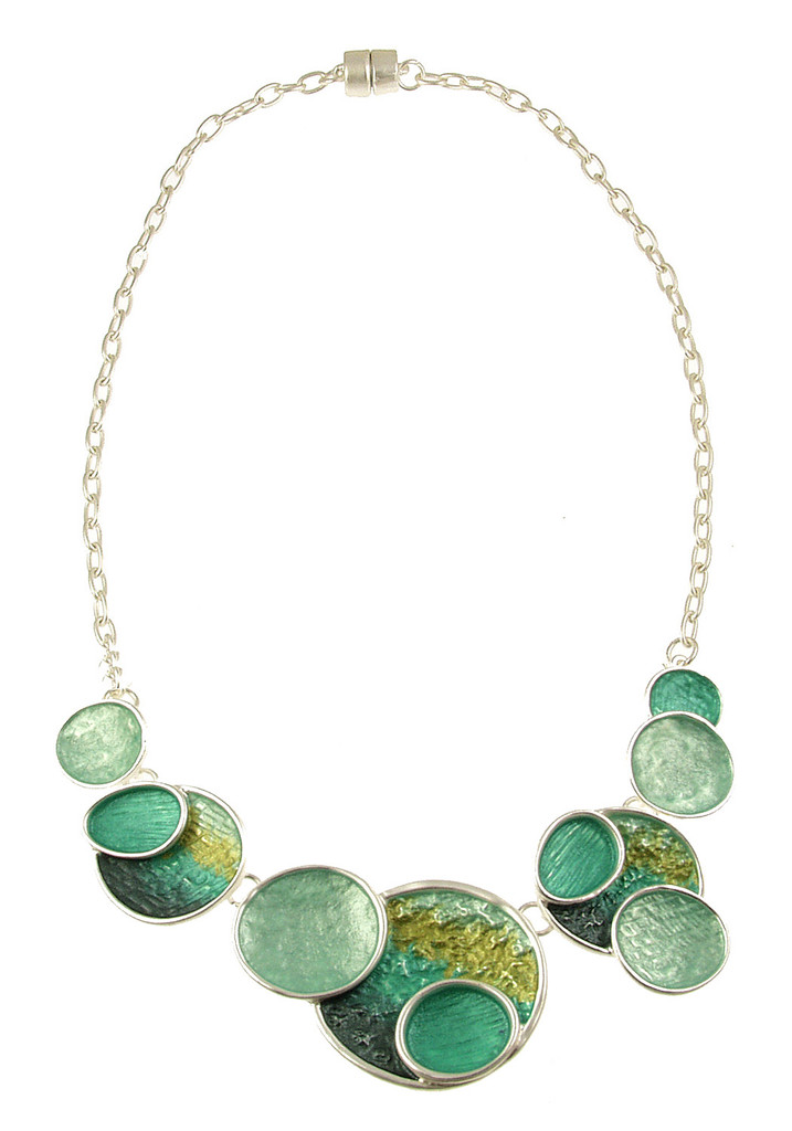 7207-3 - TEXTURED NECKLACE - AQUA-GREEN 18"