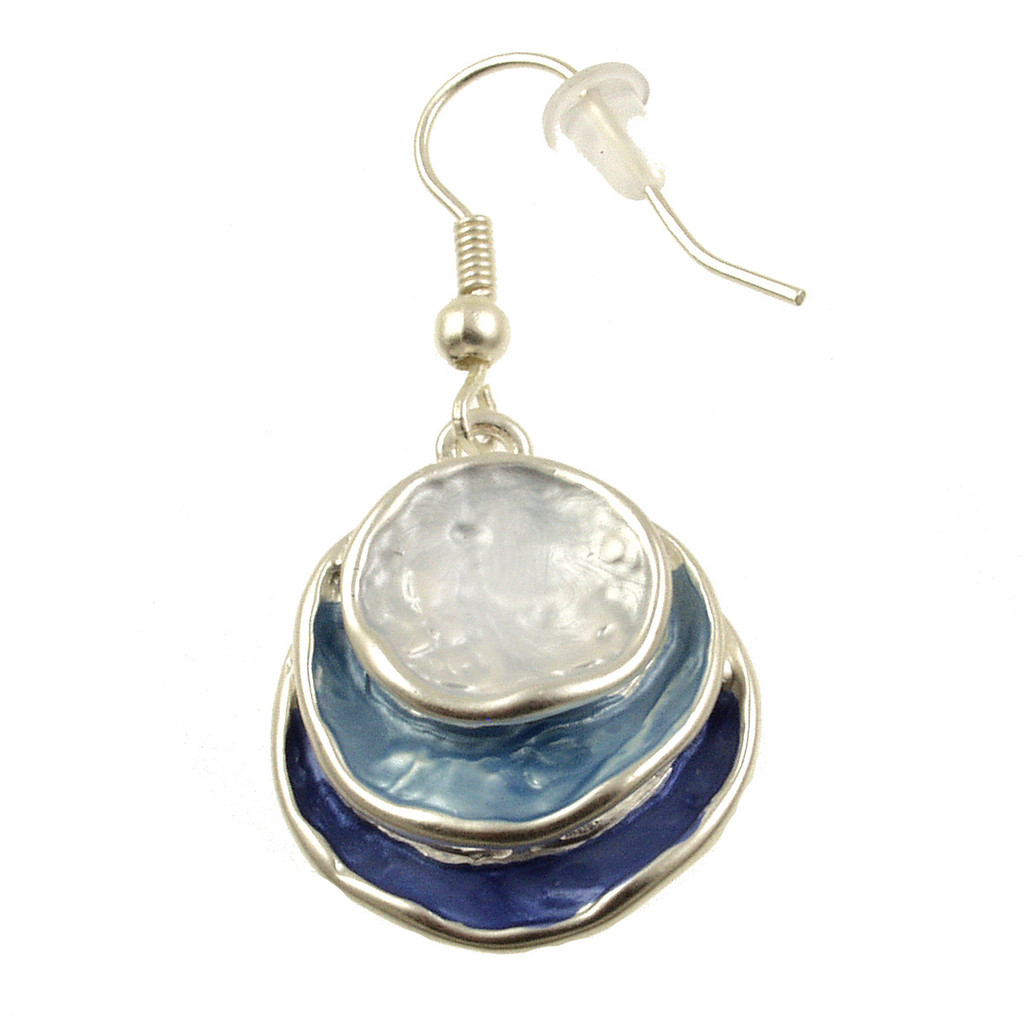 5003-28 - THREE STACK CIRCLE EARRING - BLUE COMBINATION