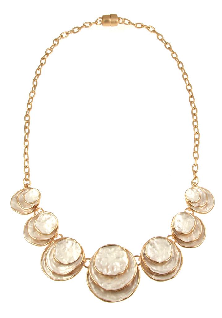 5002-88 - THREE STACK CIRCLE NECKLACE - WHITE-GOLD 18"