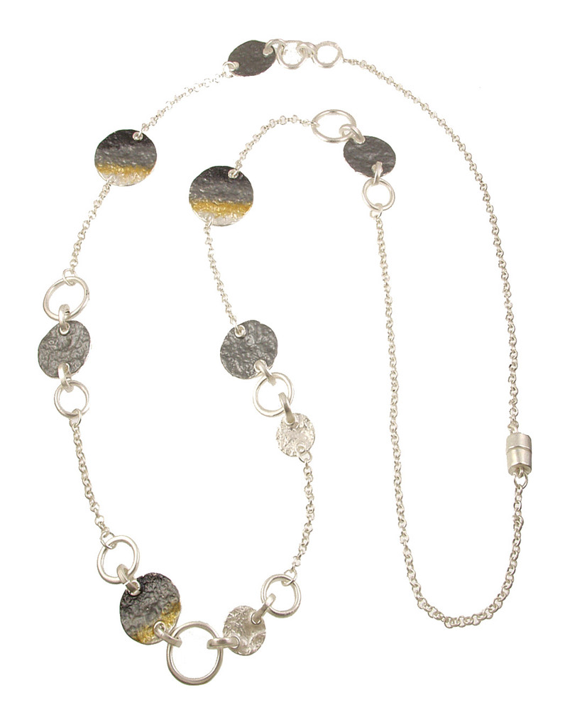 7361-7 - TEXTURED NECKLACE - GREY-GOLD COMBINATION 40"