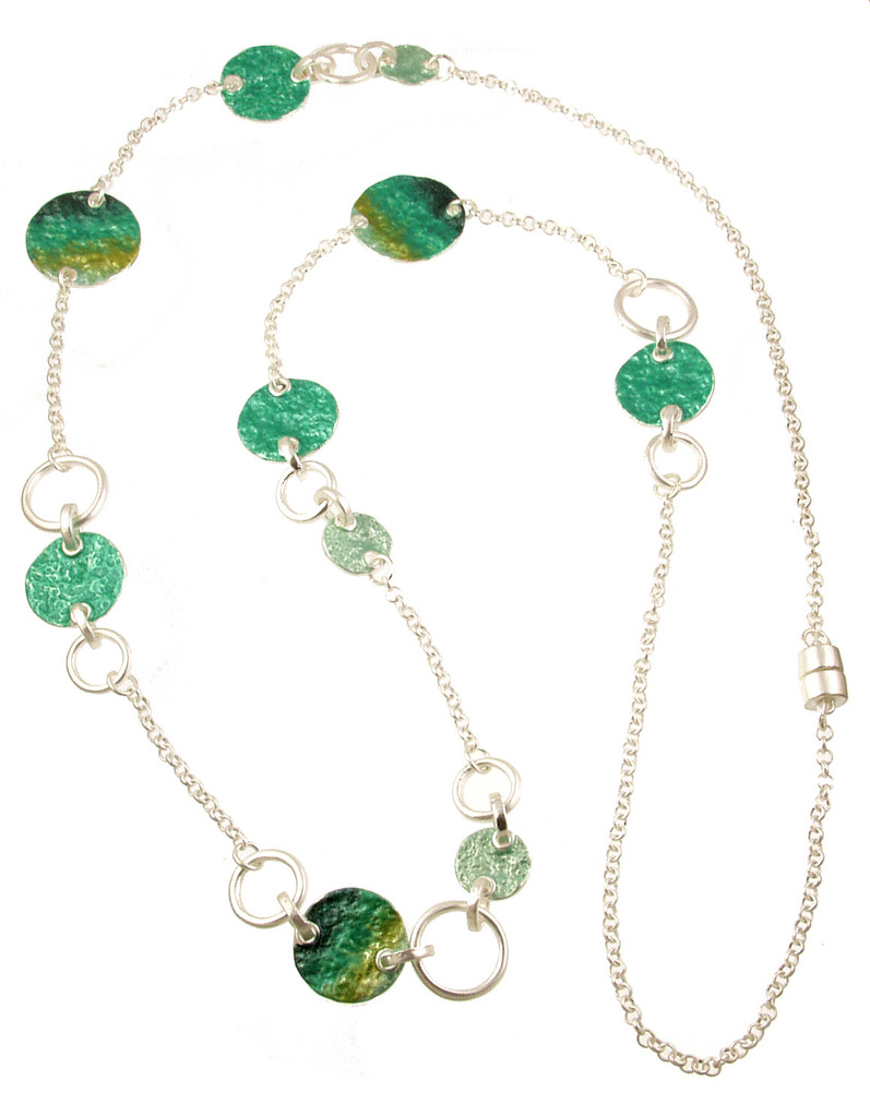 7361-3 - TEXTURED NECKLACE - AQUA-GREEN COMBINATION 40"