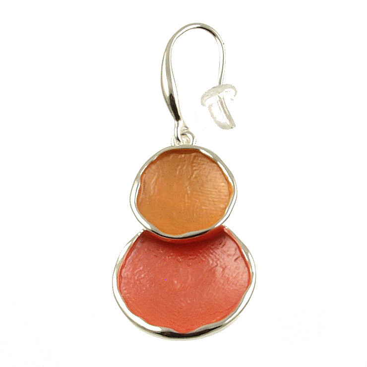 345-5 - TWO DROP CIRCLE EARRING - ORANGE/CORAL COMBINATION