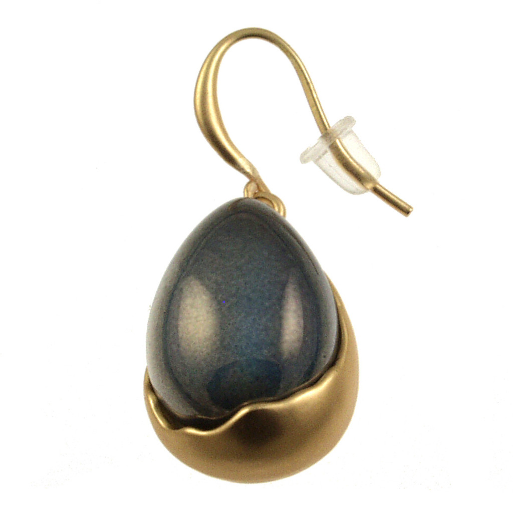 808-3 - LIGHT MATTE GOLD/DARK GREY GLASS EARRING