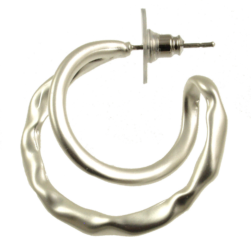 809-1 - MATTE SILVER HOOP POST EARRING