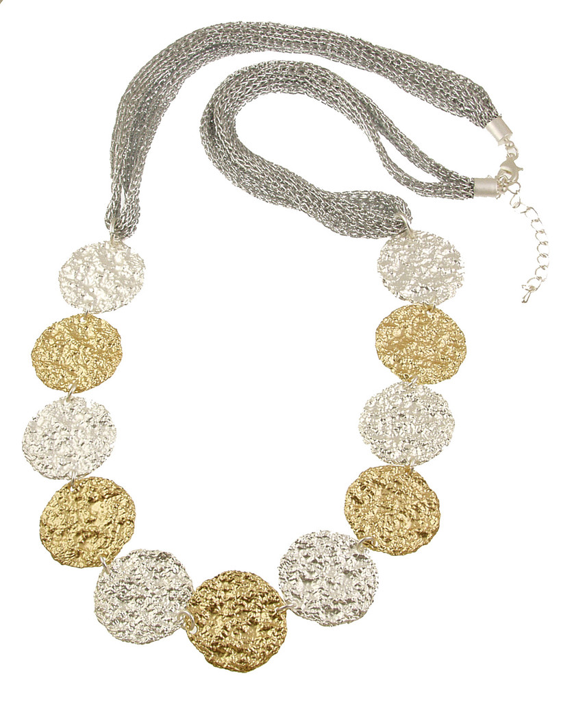 537-3 - MATTE SILVER/LIGHT MATTE GOLD/SILVER NECKLACE - 32"
