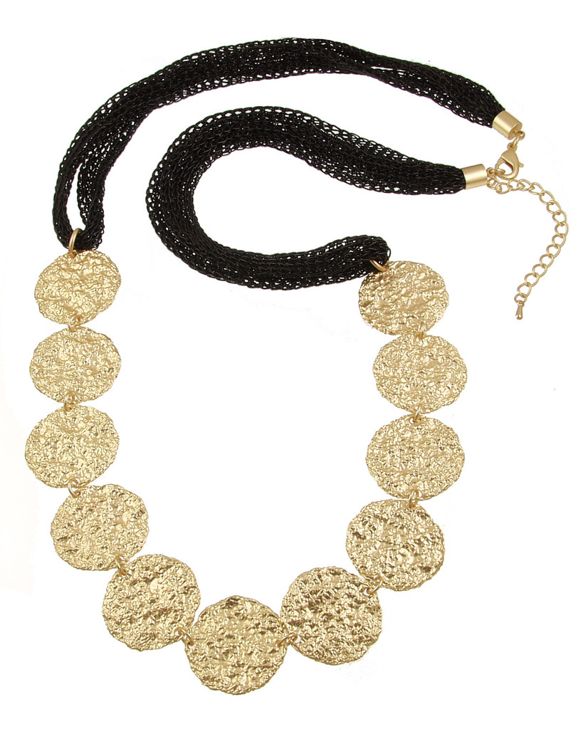 537-9 - LIGHT MATTE GOLD/BLACK NECKLACE - 32"