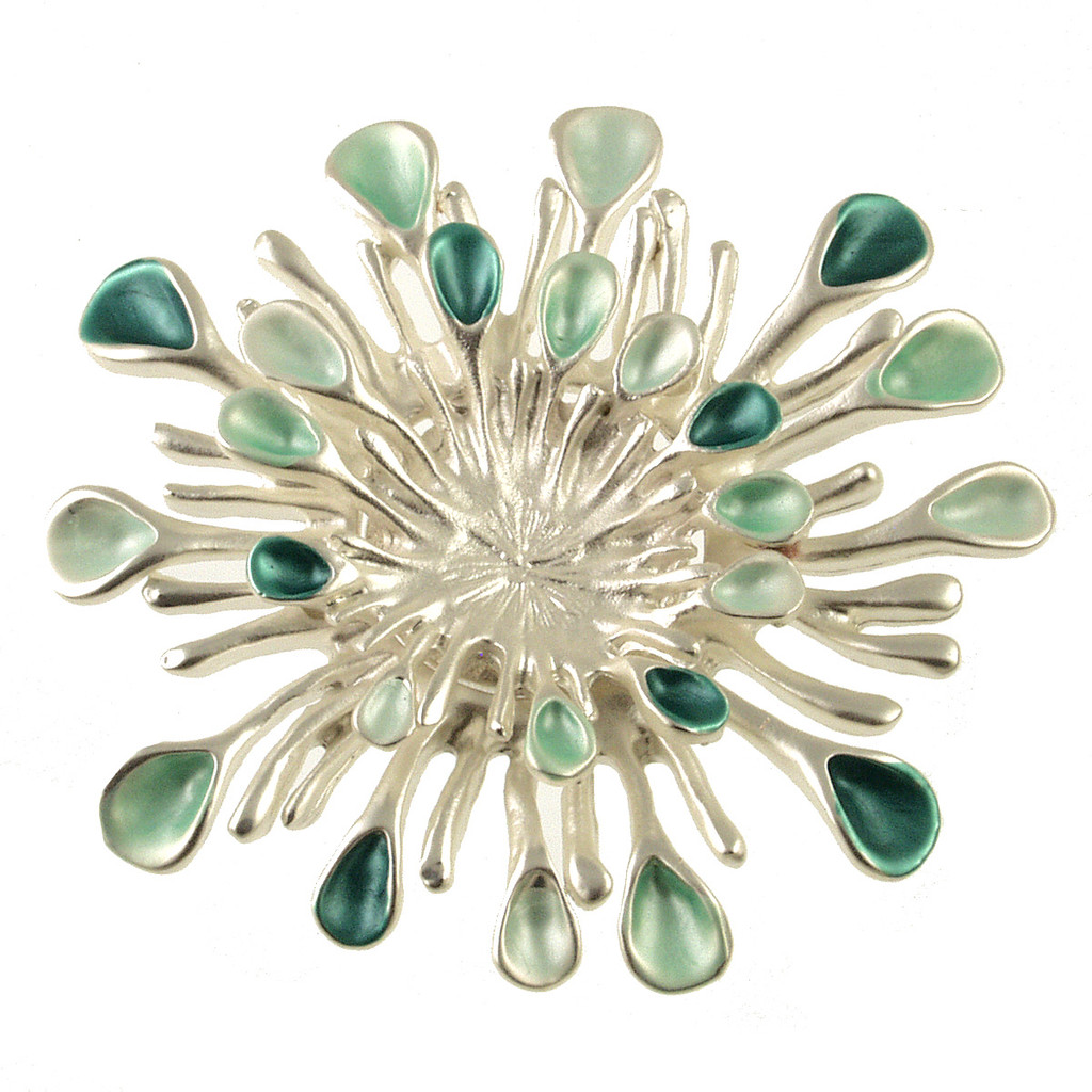 727-3 - MAGNETIC SUNBURST BROOCH - AQUA COMBINATION