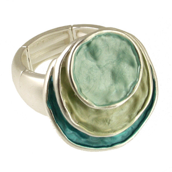9340-22 - LAYERED STRETCH RING - AQUA COMBINATION
