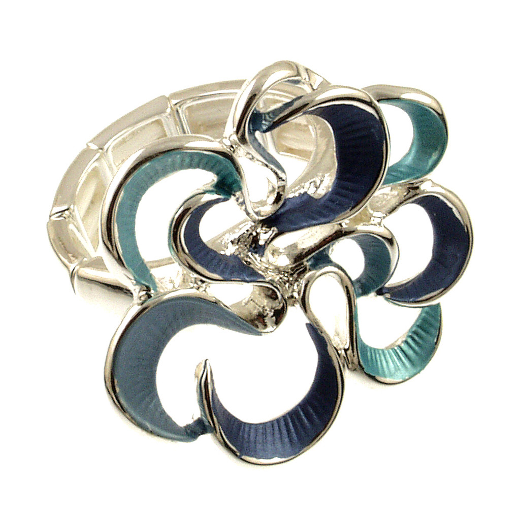 341-2 - FLOWER STRETCH RING - BLUE COMBINATION