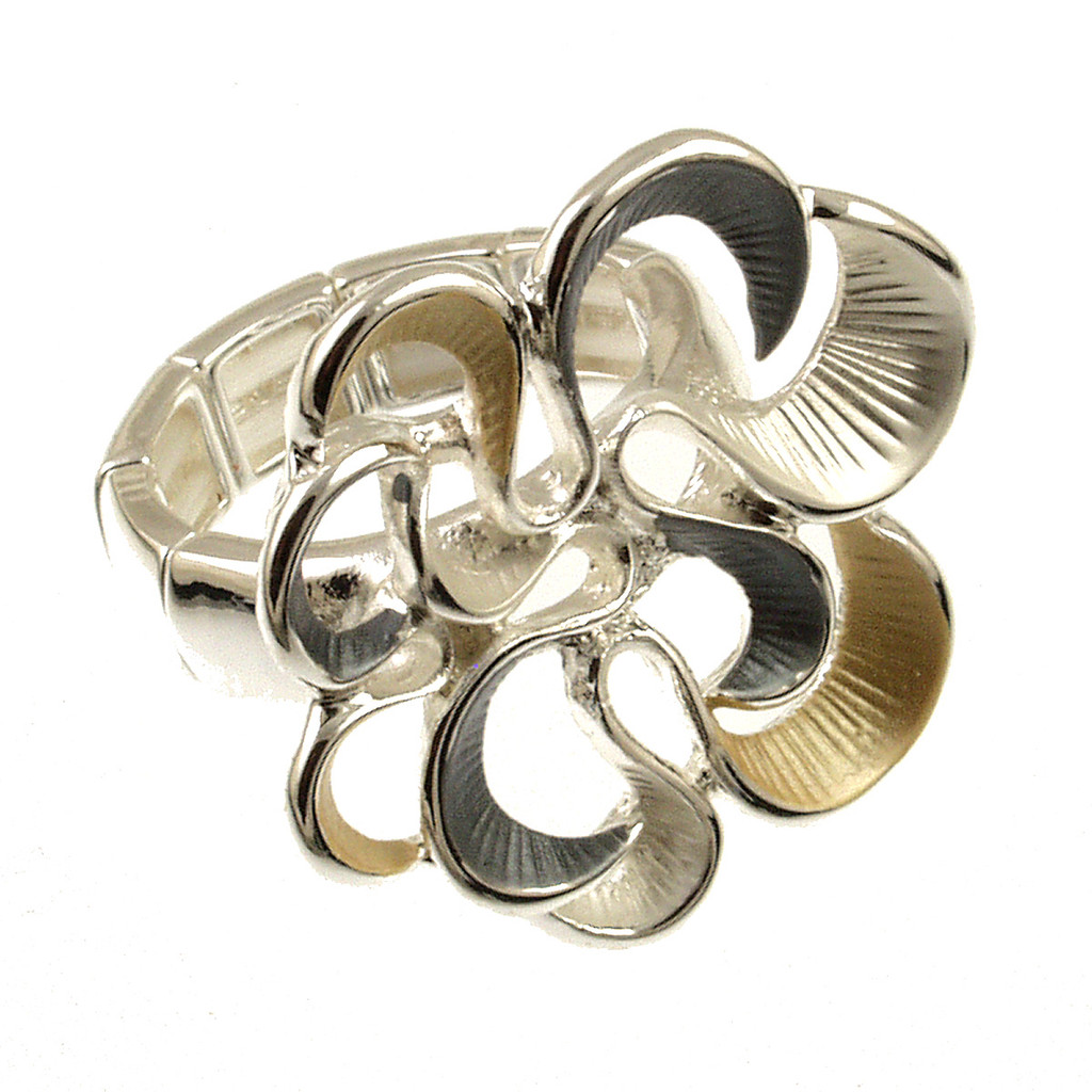 341-7 - FLOWER STRETCH RING - GOLD COMBINATION