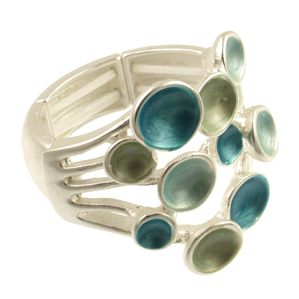 1201-22 - MULTI DOT STRETCH RING - AQUA COMBINATION