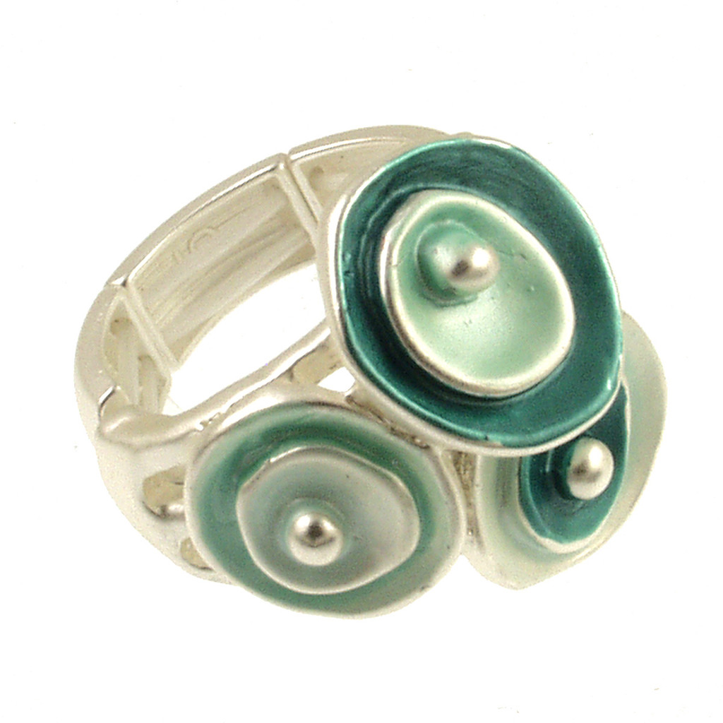 668-22 - LAYERED STRETCH RING - AQUA COMBINATION