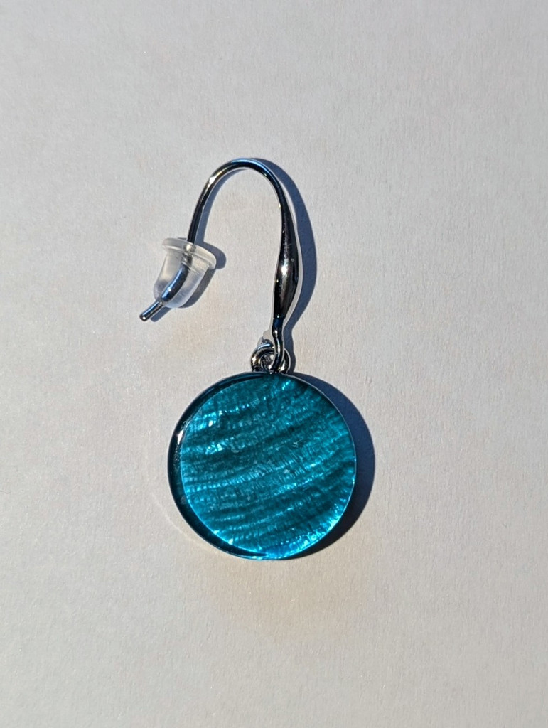 387-27 - ROUND RESIN EARRING - OCEAN WAVE