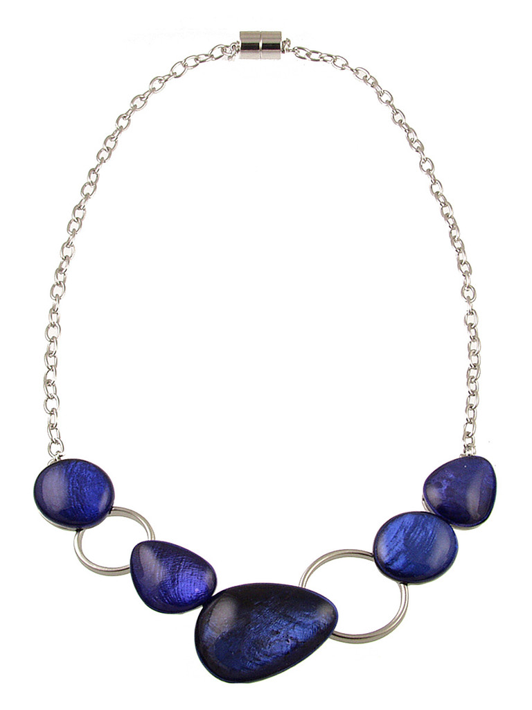 377-28 - RESIN NECKLACE - DARK BLUE 18"