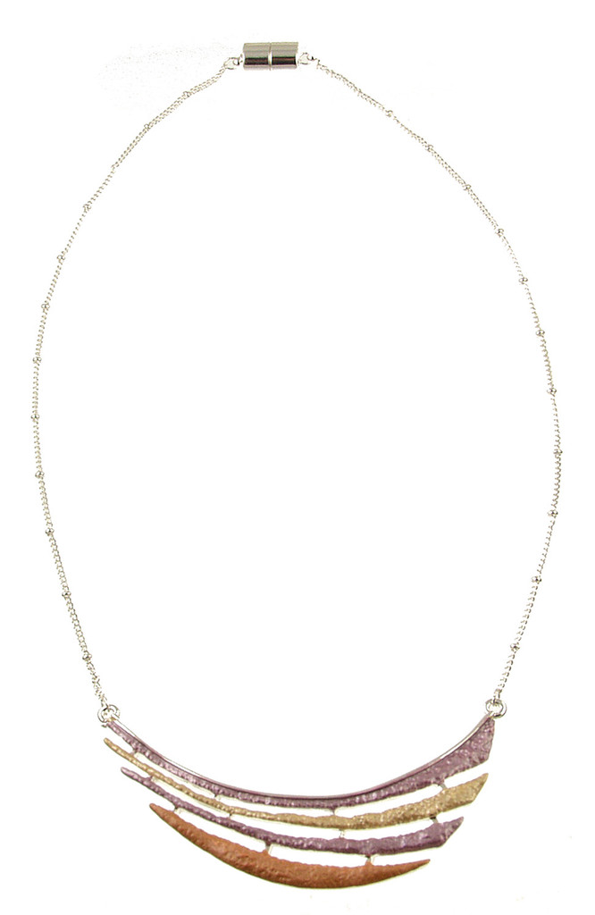 413-4 - EPOXY BAR NECKLACE - MAUVE/ORANGE COMBINATION