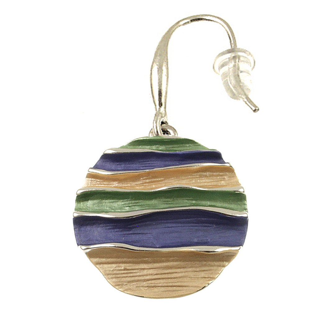 524-3 - SHINY SILVER/PURPLE/GREEN/GOLD WAVES EARRING