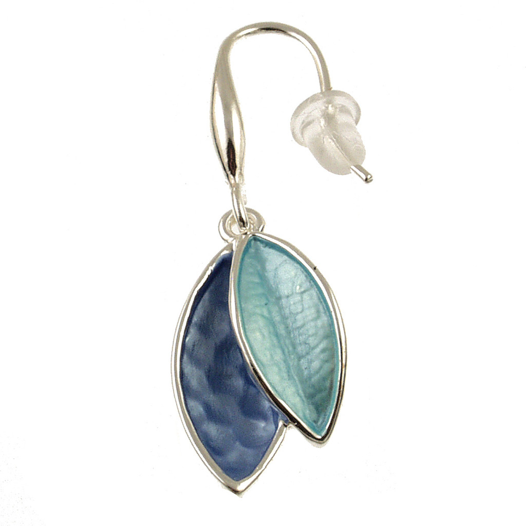 7009-22 - TURQUOISE/DARK BLUE LEAF PETAL EARRING