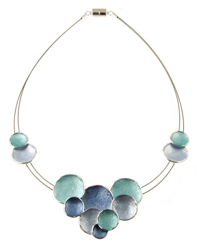 344-23 - MULTI CIRCLE NECKLACE - TURQUOISE COMBINATION 18"