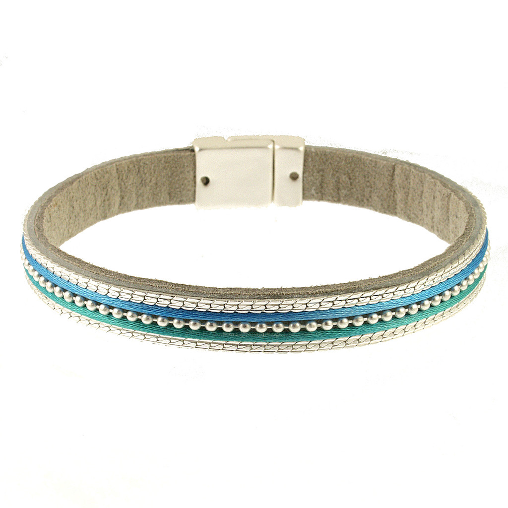 630-1 - MATTE SILVER/BLUE/TURQUOISE BRACELET - 7.25"