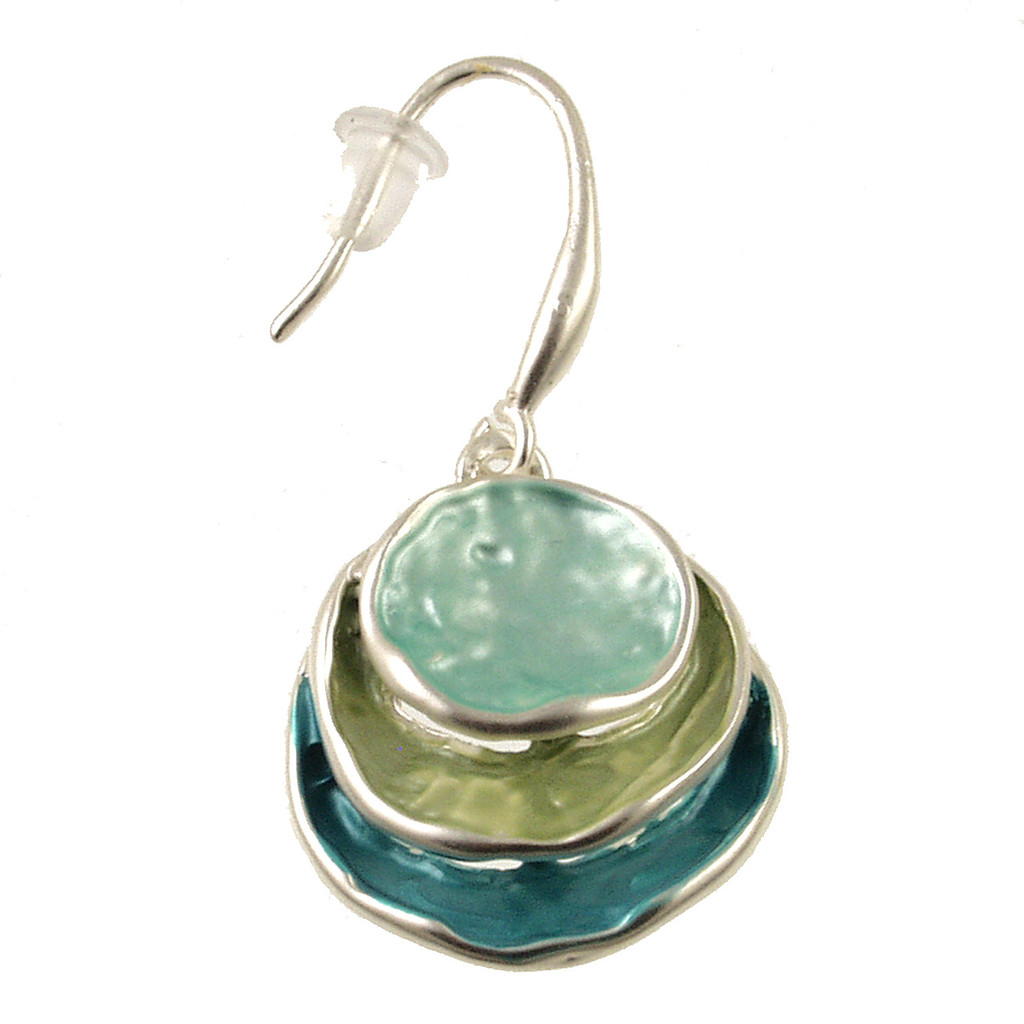 5003-22 - THREE STACK CIRCLE EARRING - AQUA COMBINATION