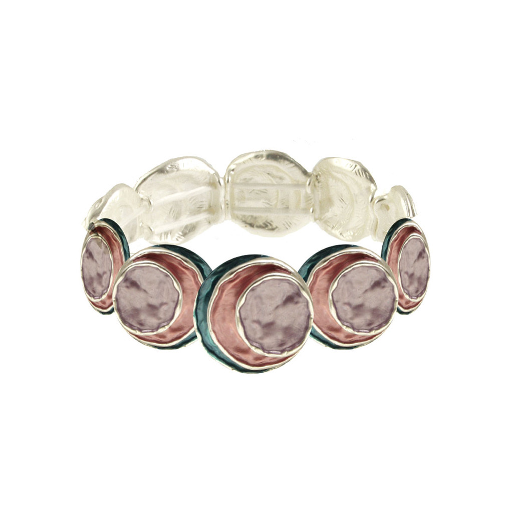726-4 - THREE STACK CIRCLE STRETCH BRACELET - MULTI COMBINATION