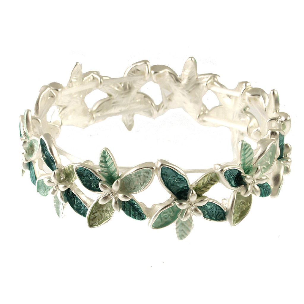 2130-28 - FLOWER STRETCH BRACELET - AQUA COMBINATION