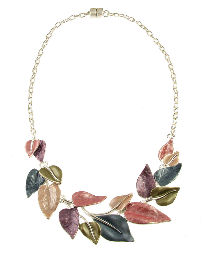 6994-4 - LEAF NECKLACE - MULTI TONE 18"