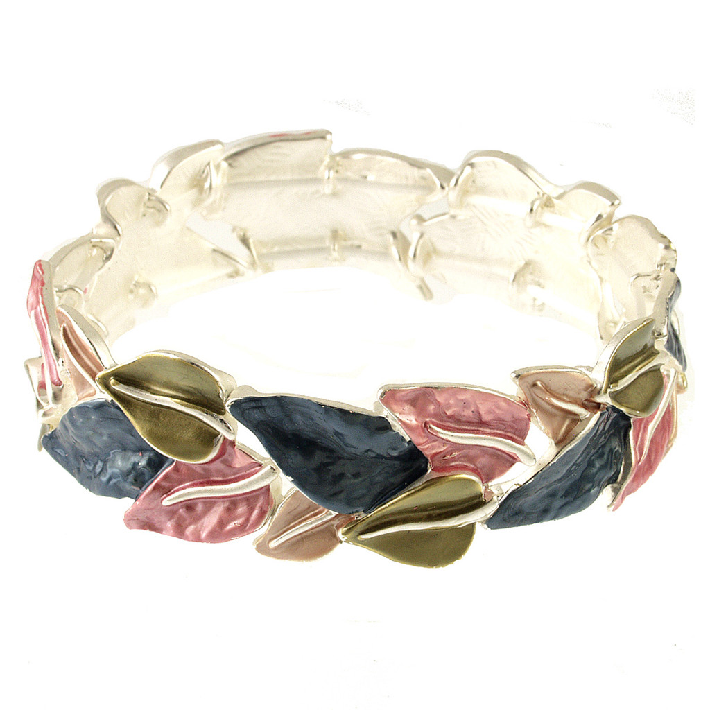 2008-4 - LEAF STRETCH BRACELET - MULTI TONE