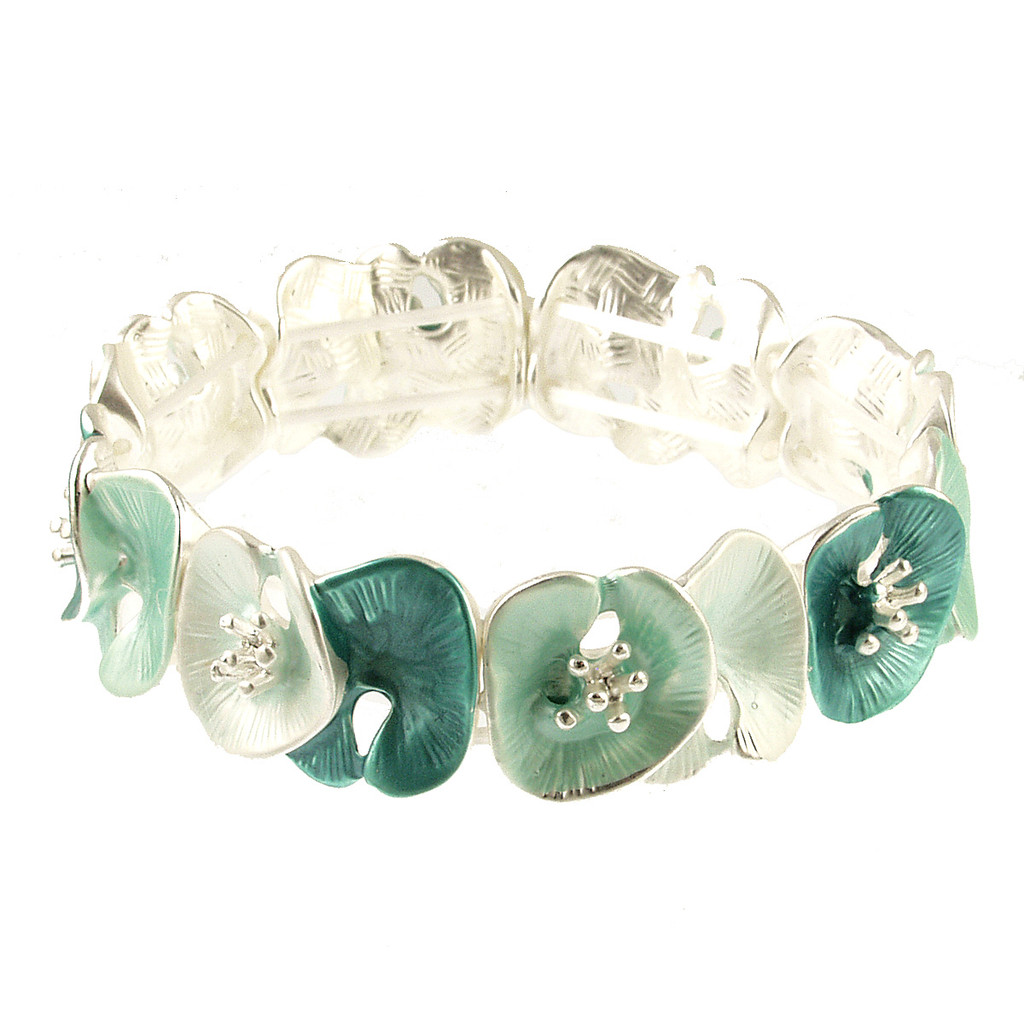 1053-3 - LILY PAD STRETCH BRACELET - AQUA COMBINATION