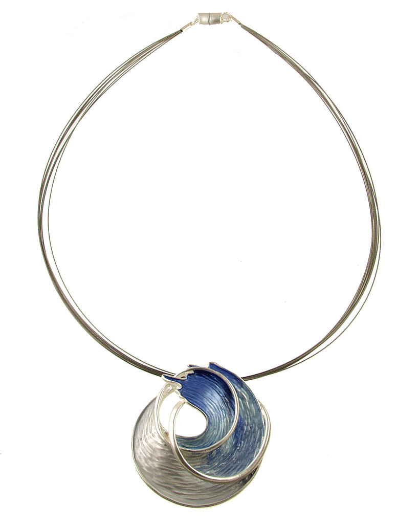 4946-28 - WAVE PENDANT - BLUE 18"