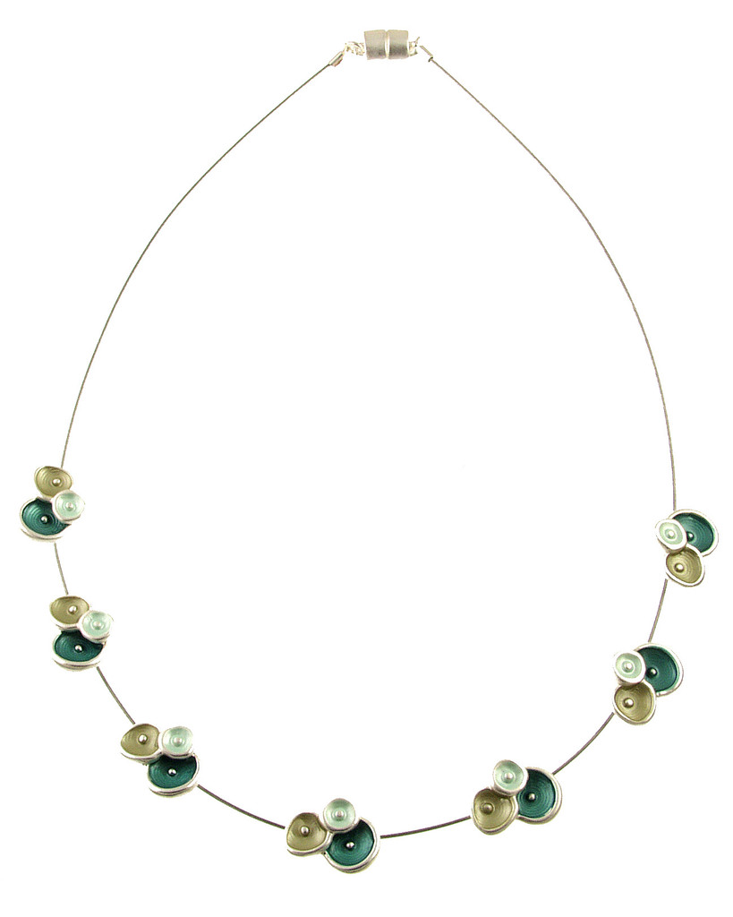 6826-3 - MULTI DOT NECKLACE - AQUA COMBINATION 18"