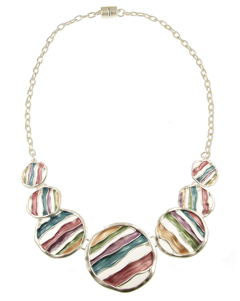 6690-4 - WAVY CIRCLE NECKLACE - MULTI COMBINATION 18"