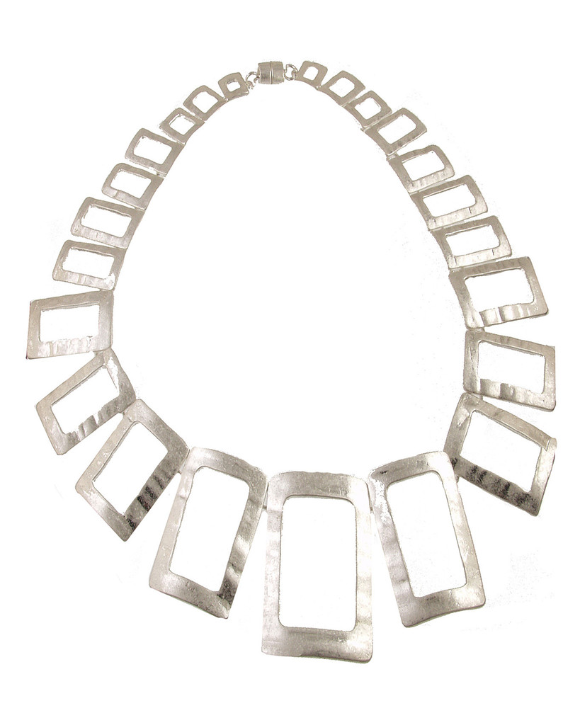 7536-1 - ANTIQUE SILVER RECTANGLE NECKLACE - 18"