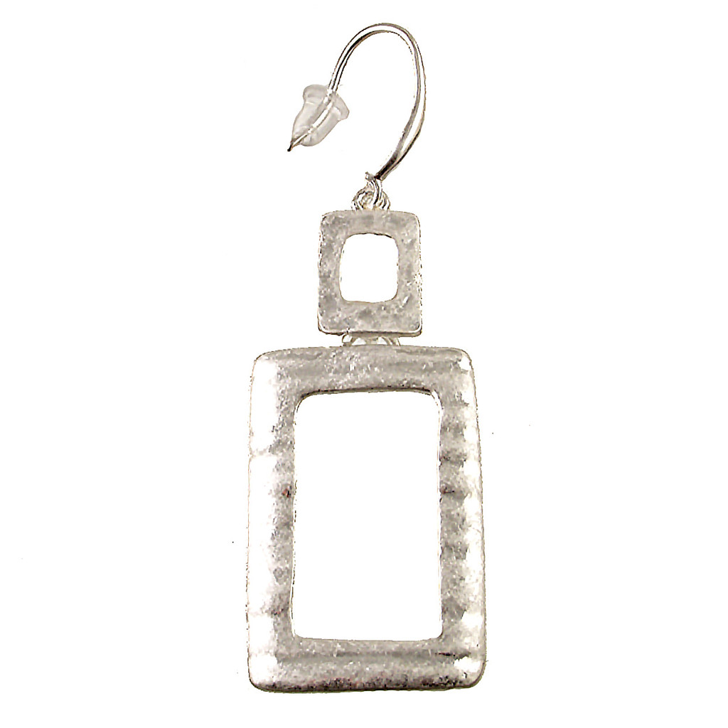 7537-1 - ANTIQUE SILVER RECTANGLE EARRING - 2"