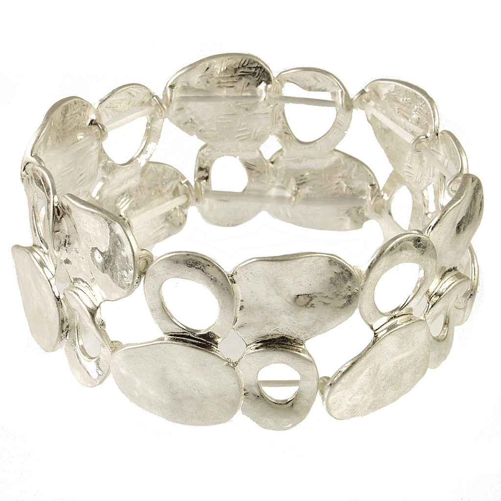2194-1 - ANTIQUE SILVER ORGANIC OVAL STRETCH BRACELET