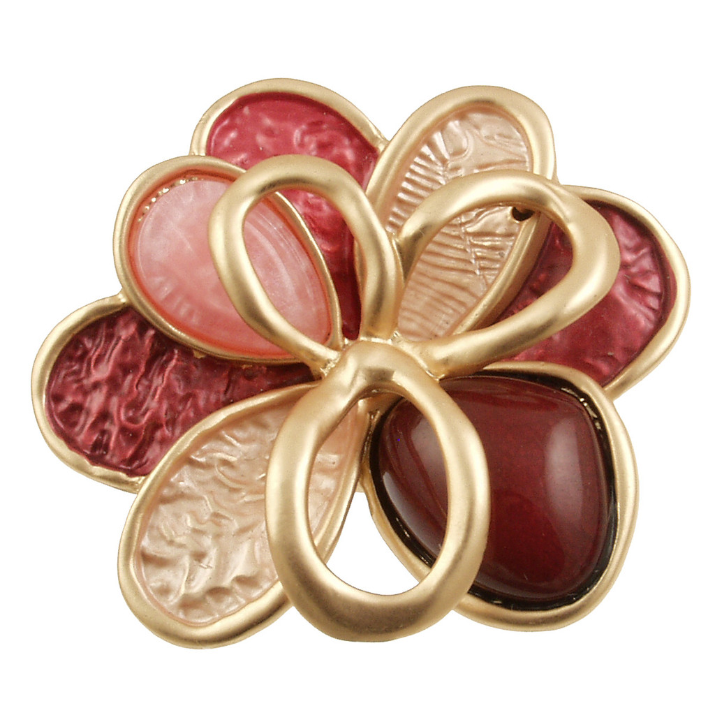 2332-1 - MAGNETIC FLOWER BROOCH - RED COMBINATION