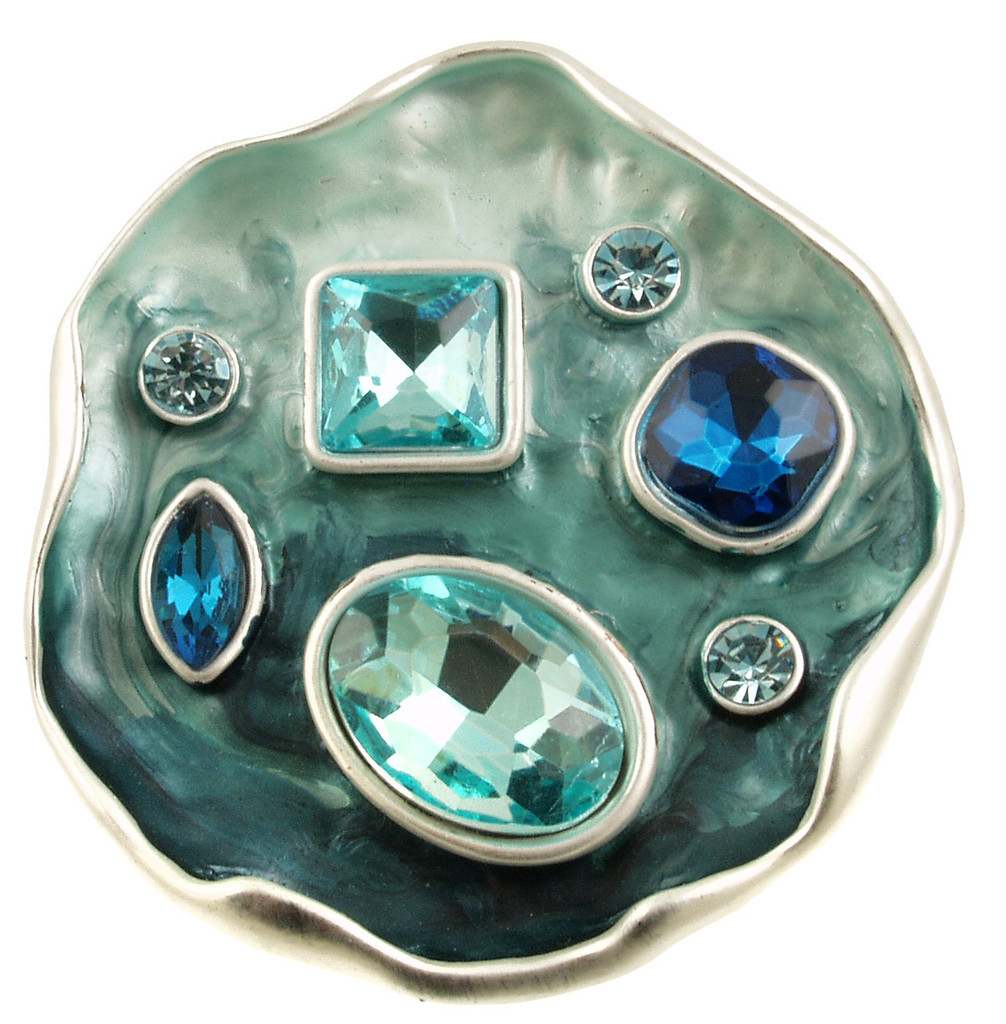 2511-2 - MAGNETIC CRYSTAL BROOCH - AQUA COMBINATION