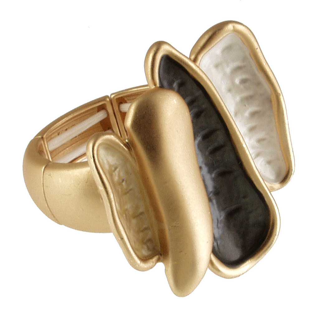2080-7 - JAGGED STRETCH RING - GOLD COMBINATION