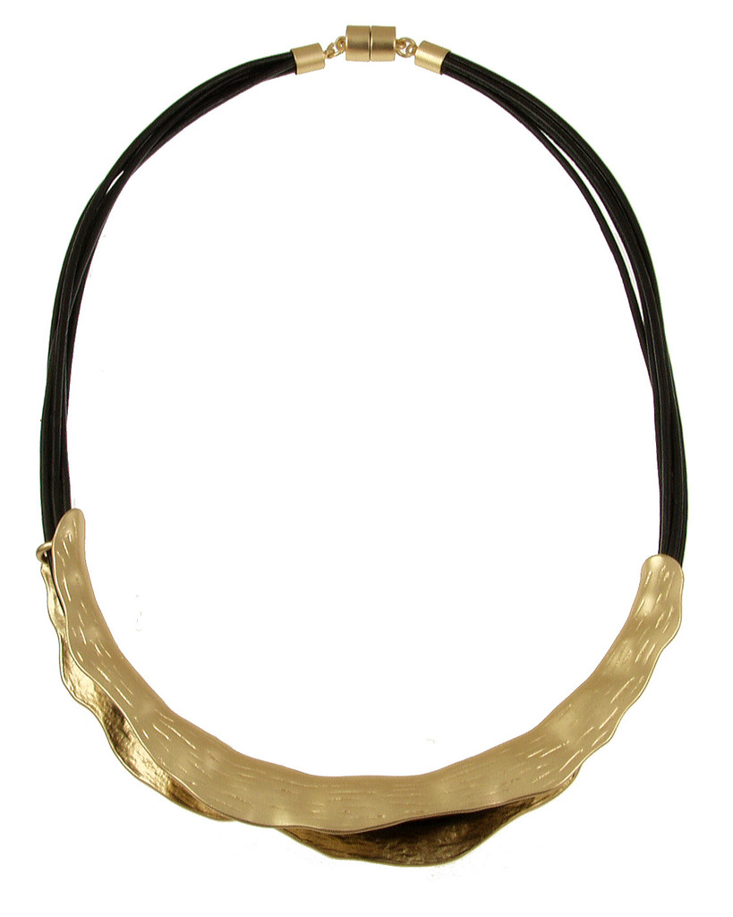 526-9 - LIGHT MATTE GOLD/BLACK TWIST NECKLACE - 18"