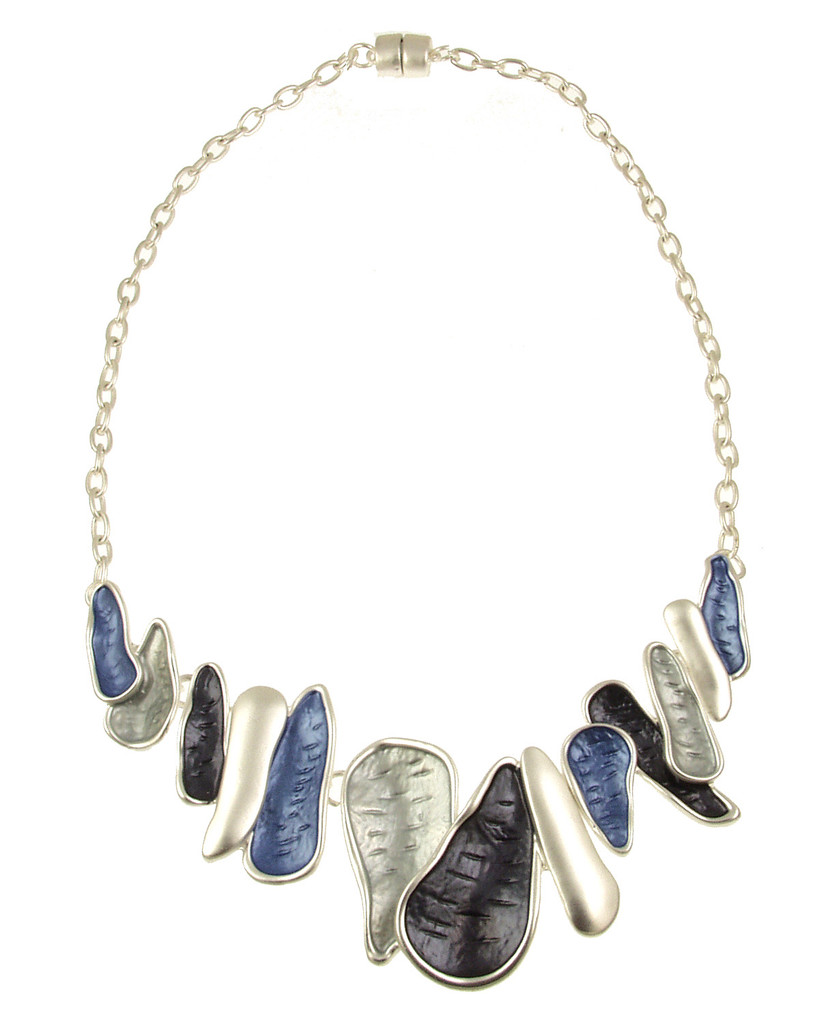 7427-2 - JAGGED NECKLACE - BLUE COMBINATION 18"