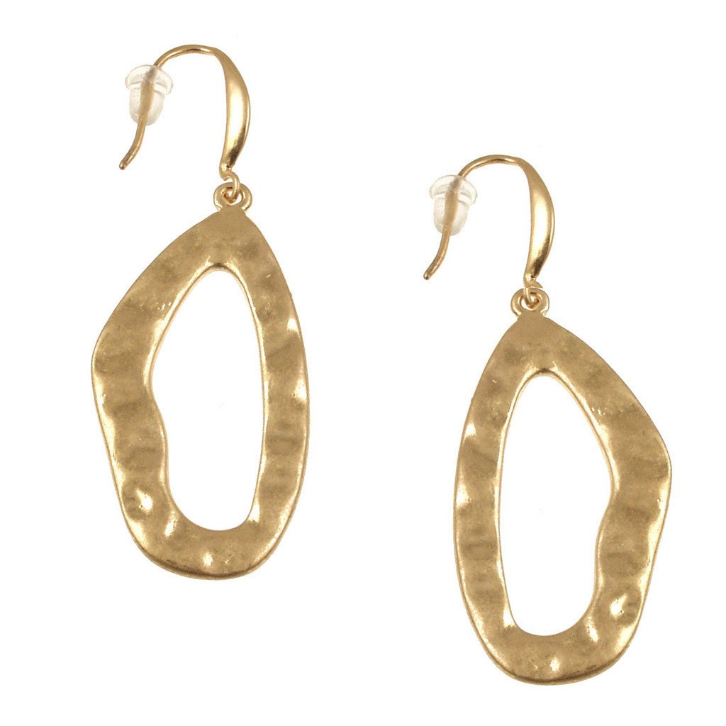 7758-2 - ORGANIC OVAL EARRING - ANTIQUE GOLD